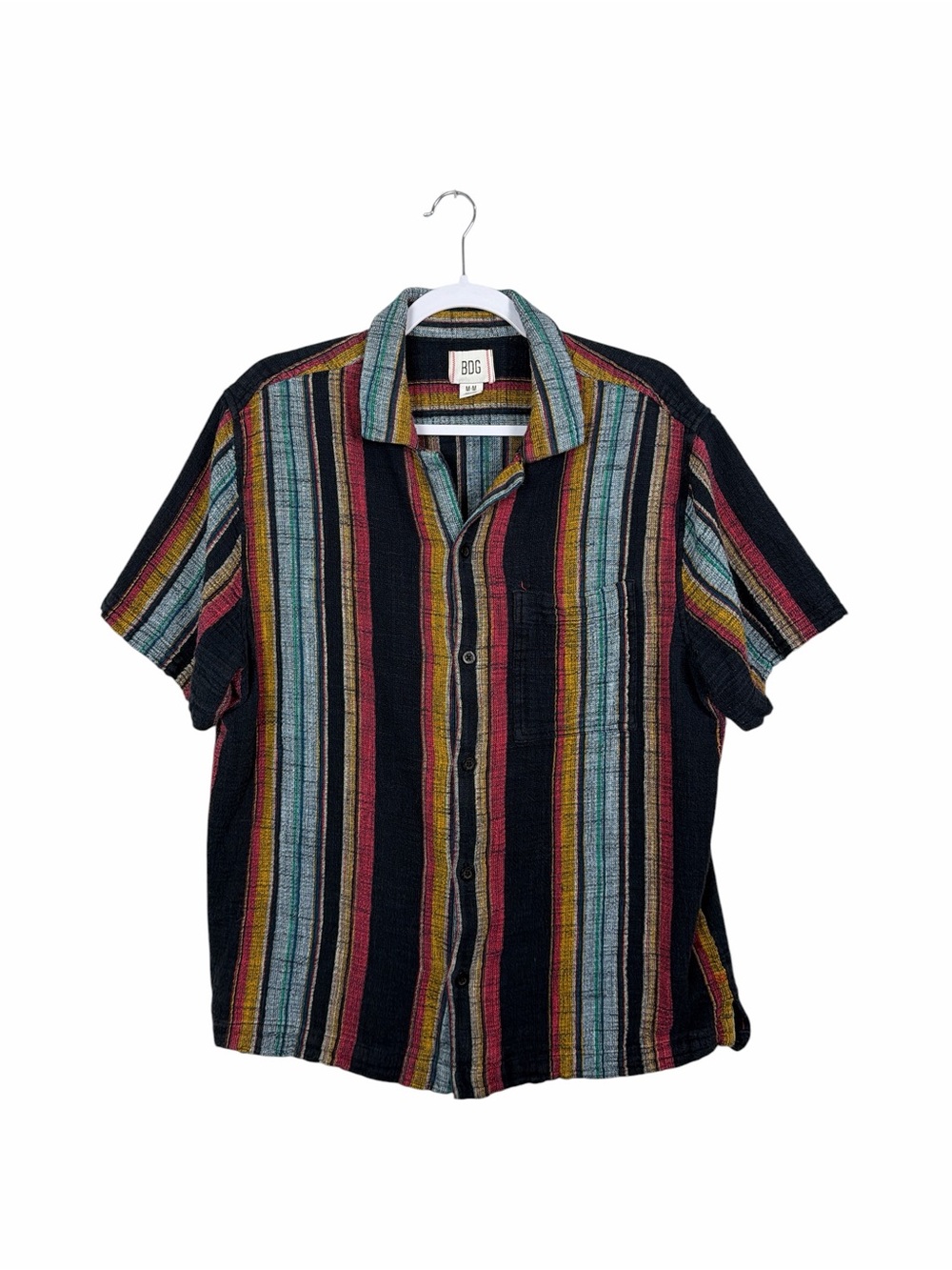 BDG Urban Outfitters Men’s Medium Striped Button Up Short Sleeve Boho Festival